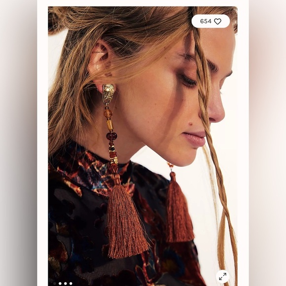 Free People Tassel Earrings - Gold and Brown - Picture 1 of 4